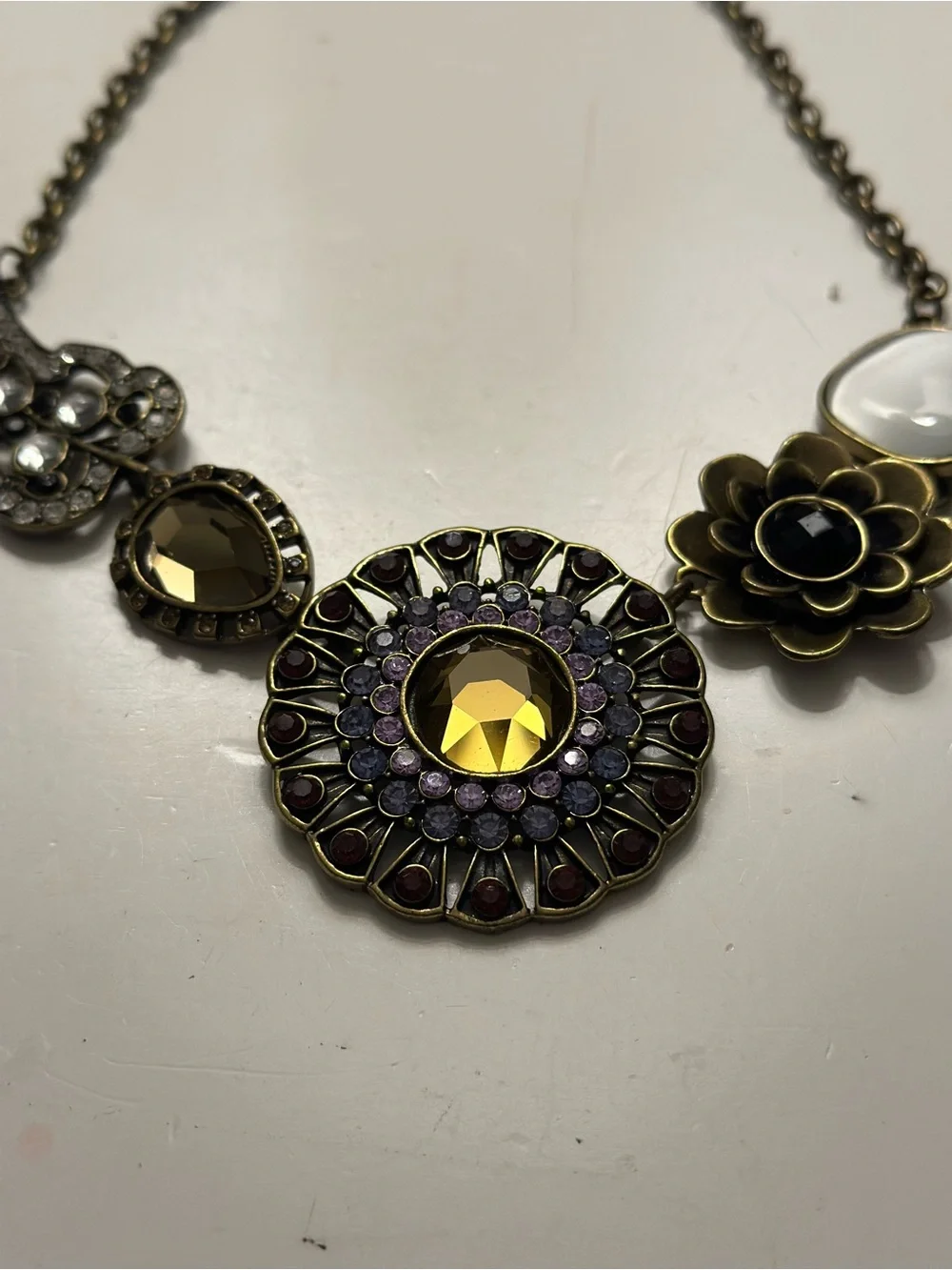 Park Lane Casablanca Necklace 10990 Statement Floral Austrian Crystal Amethyst